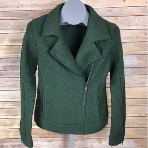 Tahari | Olive Green Wool Bomber Jacket